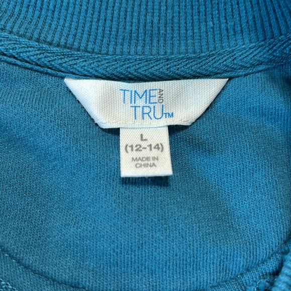 Time and Tru Teal Balloon Sleeved Sweatshirt Size L - Picture 6 of 10